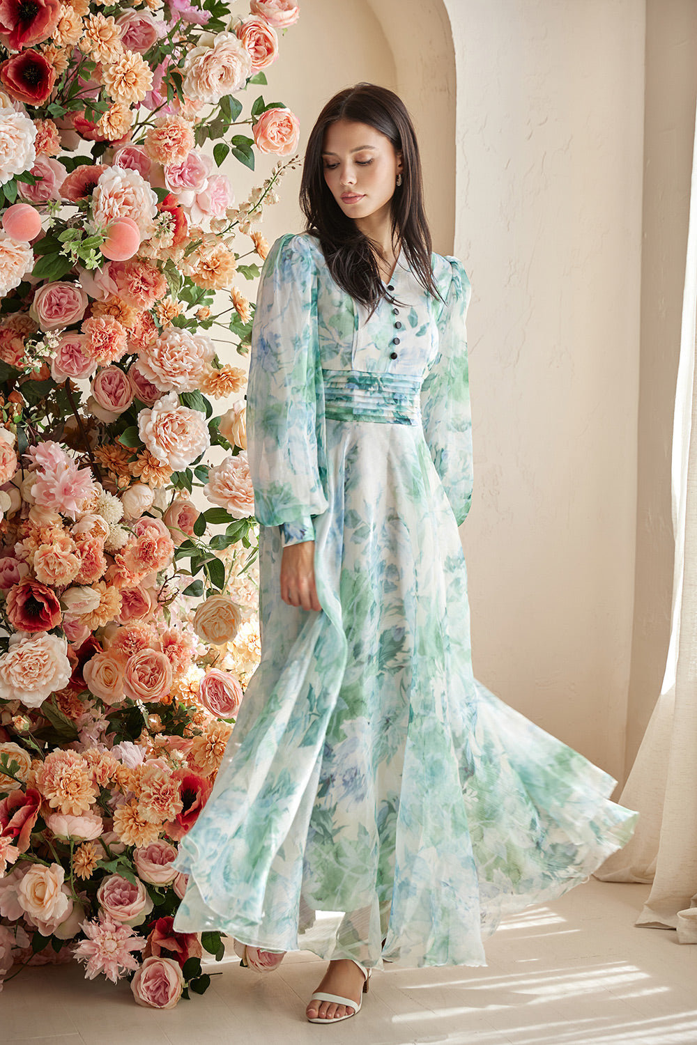 Garden Gala Dress, Blue - Hey Graece