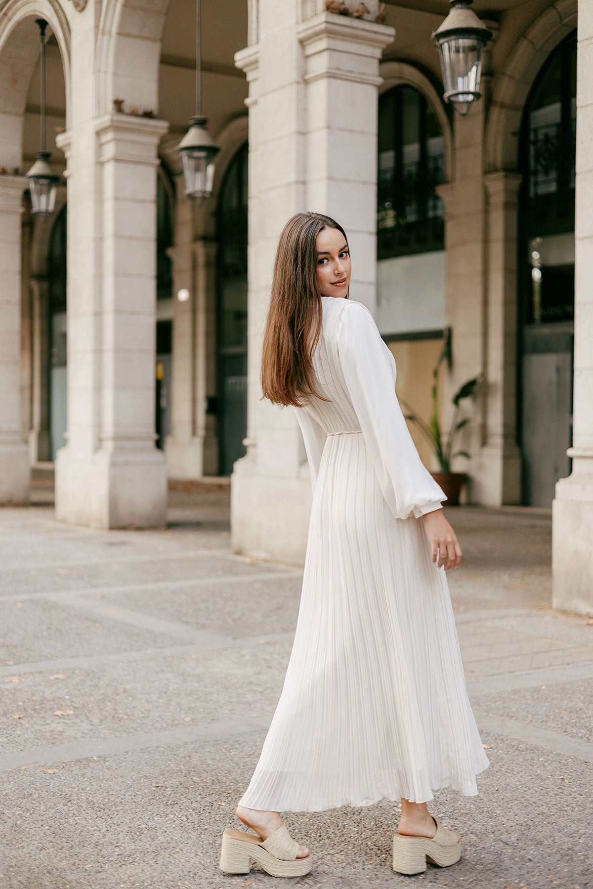 Alabaster Grace Pleated Dress