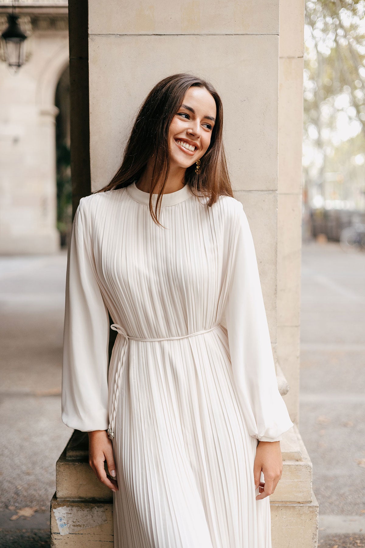 Alabaster Grace Pleated Dress