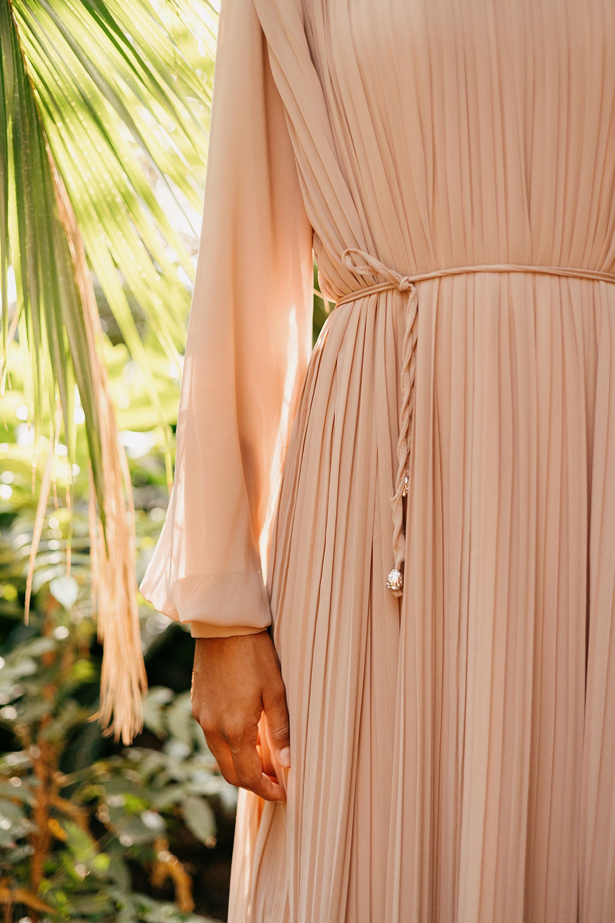 Nude Grace Pleated Dress