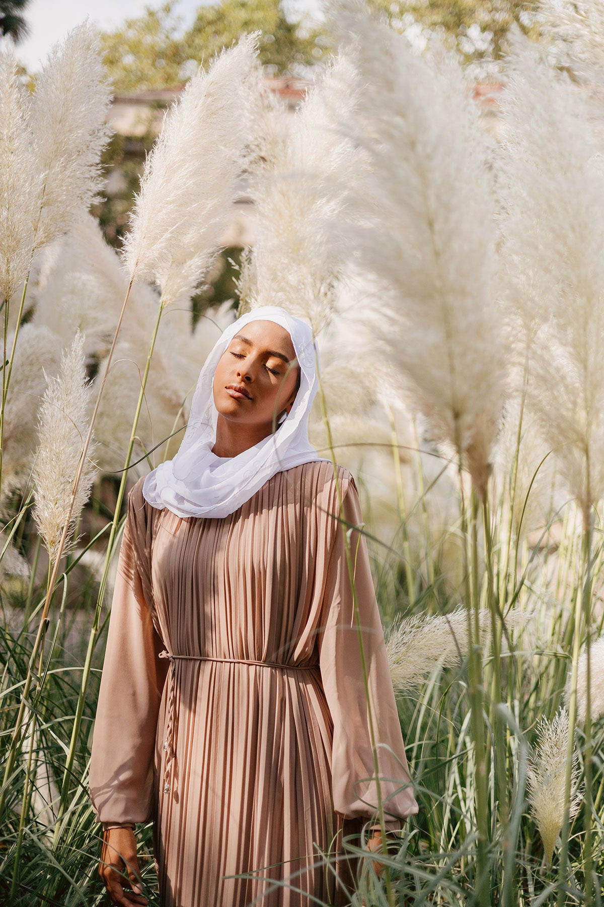 Nude Grace Pleated Dress