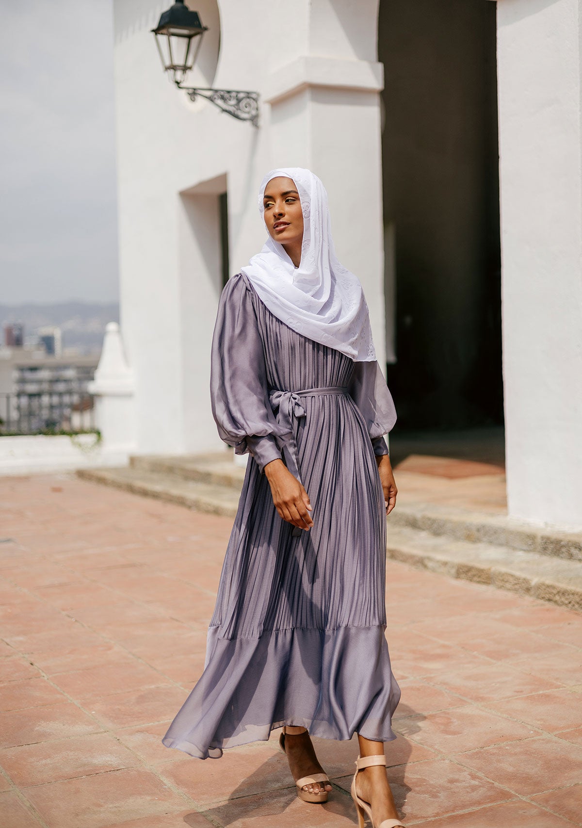 Lavender Pleated Maxi Dress