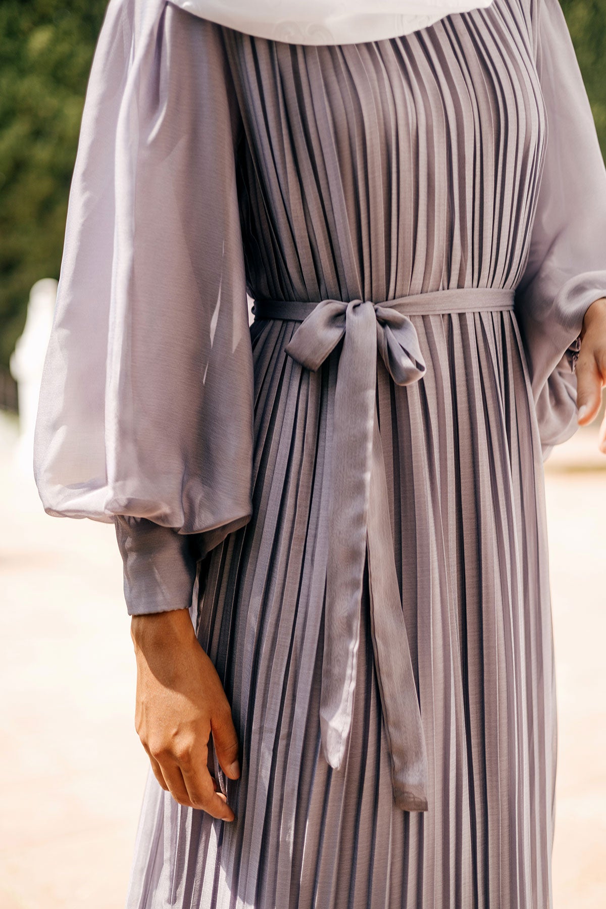 Lavender Pleated Maxi Dress